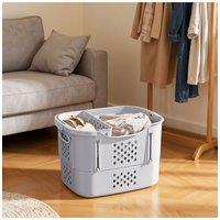 Living and Home Collapsible Portable Laundry Basket with Underwear Storage Hamper in Grey