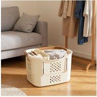 Living and Home Collapsible Portable Laundry Basket with Underwear Storage Hamper in Cream