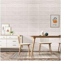 Living and Home 15PCS Self-Adhesive 3D Wall Panels Wallpaper with Brick Effect in White