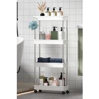 Living and Home Slim Standing 4-Tier Corner Storage Rack Shelf Plastic for Kitchen Bathroom in White