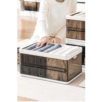 Living and Home 40 x 25 x 20cm Foldable Clothes Wardrobe Drawer Storage Box with Lid in Brown | Size: 40 x 25 x 20 cm