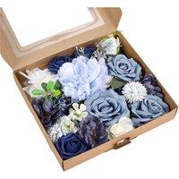 Living and Home Fake Flower Gift Box for Valentine's Day Wedding in Blue