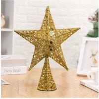 Living and Home Wrought Iron Christmas Tree Topper Star Ornament Home Decor in Gold