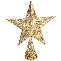 Living and Home Wrought Iron Christmas Tree Topper Star Ornament Home Decor in Gold