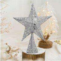 Living and Home Christmas Tree Topper Star Ornament Party Decoration in Silver