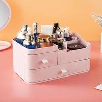 Plastic Makeup Organizer Storage Box Desktop in Pink