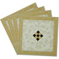 Living and Home 10pcs Self-Adhesive Marble-Effect Floor Sticker with Border & Diamond Inlay, 0.929 in Yellow