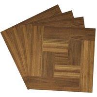 Living and Home 10Pcs Self-adhesive PVC Wood Grain Windmill Parquet Flooring Tiles Set, 0.929m in Dark Brown