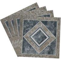 Living and Home 10Pcs Marble-Effect Floor Sticker with Framed Square Border & Layered Rhombus Design, 0.929