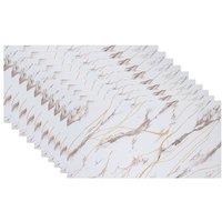 Living and Home 10pcs White Grey Gold Marble Effect Self-Adhesive Wall Stickers, 30 x 60cm | Size: 30 x 60 cm