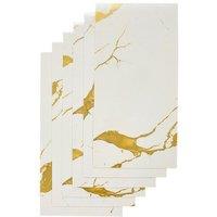 Living and Home 10pcs White Gold Marble Effect Self-Adhesive Wall Stickers, 30 x 60cm | Size: 30 x 60 cm