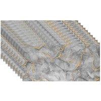 Living and Home 10pcs Marbled Self-Adhesive Wall Stickers with Grey White Ink-Like Base & Gold Lines, 30 x 60cm | Size: 30 x 60 cm