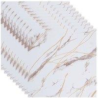 Living and Home 10pcs White Grey Gold Marble Effect Self-Adhesive Wall Stickers, 40 x 40cm | Size: 40 x 40 cm
