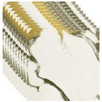 Living and Home 10pcs Beige Gold Vein Marble Effect Self-Adhesive Wall Stickers, 40 x 40cm in Light Beige | Size: 40 x 40 cm