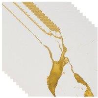 Living and Home 10pcs White Gold Marble Effect Self-Adhesive Wall Stickers, 40 x 40cm | Size: 40 x 40 cm