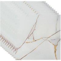 Living and Home 10pcs White Gold Brown Marble Effect Self-Adhesive Wall Stickers, 40 x 40cm | Size: 40 x 40 cm
