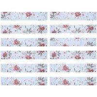 Living and Home 12pcs Pink Floral Self-Adhesive PVC Stair Riser Stickers, 18 x 100cm | Size: 18 x 100 cm