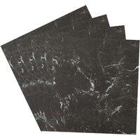 Living and Home 10Pcs Black Marble Effect Self-adhesive PVC Flooring Tiles Set