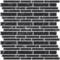 Living and Home 10Pcs Self-Adhesive Marble Effect Wall Sticker Mosaic Splashback Tiles in Jet Black
