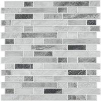 Living and Home 10Pcs Self-Adhesive Marble Effect Wall Sticker Mosaic Splashback Tiles in Light Grey