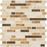 Living and Home 10Pcs Self-Adhesive Marble Effect Wall Sticker Mosaic Splashback Tiles in Light Brown