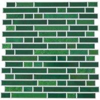 Living and Home 10Pcs Self-Adhesive Marble Effect Wall Sticker Mosaic Splashback Tiles in Green