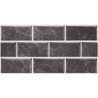 Living and Home 20Pcs Self-Adhesive Brick Effect Wall Tile Splashback Subway Tile in Dark Grey