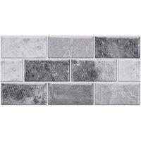 Living and Home 20Pcs Self-Adhesive Brick Effect Wall Tile Splashback Subway Tile in Grey