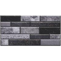 Living and Home 20Pcs Self-Adhesive Wall Tile Stickers with Marble Effect in Dark Grey