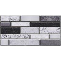Living and Home 20Pcs Self-Adhesive Wall Tile Stickers with Marble Effect in Light Grey