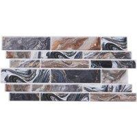 Living and Home 20Pcs Peel and Stick Marble Effect Mosaic Wall Sticker Splashback Tile in Brown