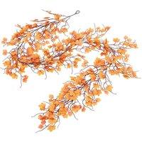 H&O Direct 2m Artificial Autumn Maple Leaf Garland - Seasonal Home & Halloween Decoration in Orange