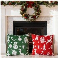 Living and Home 2Pcs Christmas Theme Decorative Throw Pillows | Size: 45 cm x 45 cm