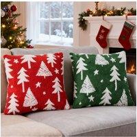 Living and Home 2Pcs Christmas Theme Decorative Throw Pillows | Size: 45 cm x 45 cm