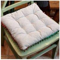 Living and Home Bohemian Style Tufted Square Chair Cushion with Tassels in Grey | Size: 40 cm x 40 cm