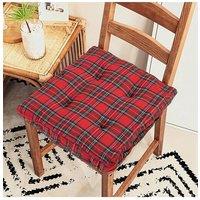 Living and Home Classic Checkered Decorative Chair Cushion in Red | Size: 40 cm x 40 cm