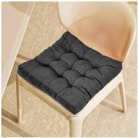 Living and Home Comfort Padded Corduroy Chair Cushion in Dark Grey | Size: 55 cm x 55 cm