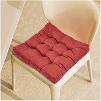 Living and Home Comfort Padded Corduroy Chair Cushion in Red | Size: 55 cm x 55 cm
