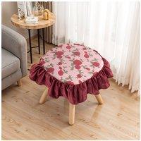 Living and Home Vintage Floral Ruffle-Trimmed Round Cushion | Size: 43 cm x 43 cm