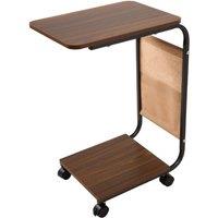 H&O Direct C-Shaped Side Table with Storage Bag in Walnut