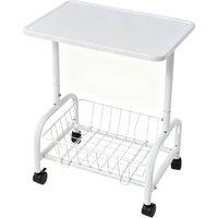 Living and Home Mobile Side Table with Lower Basket in White
