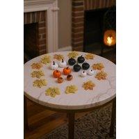 H&O Direct Set of 24 Halloween Maple Leaves Pumpkins Ornament Set
