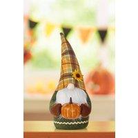 H&O Direct Halloween Gnome Plush Doll - Faceless with Yellow Checkered Hat in Green