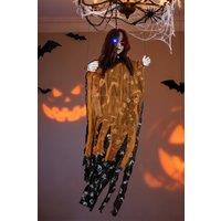 H&O Direct Scary Halloween Hanging Skeleton Doll - Red & Blue Glowing Eyes