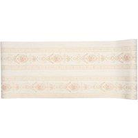 Living and Home Horizontal Floral Stripe Pastoral Style 3D Embossed Wallpaper in Light Beige
