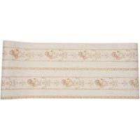 Living and Home Horizontal Stripes Wallpaper with Clustered Flowers & Vine Decor in Light Beige
