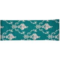 Living and Home European Style Clustered Blooms Wallpaper with Curly Grass Pattern in Dark Green