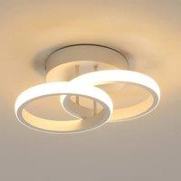 Pheashine Modern White LED Ceiling Light, 22W 3000K Dual Rings Flush Mount, 25cm