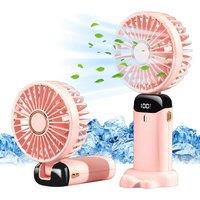 Dyzi 2-in-1 Portable Travel Mini Handheld Desk Table Fan USB-C Rechargeable Pink
