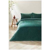 Dyzi Single Size Chevron Fleece Ultra Soft Duvet Cover Set Warm Bedding in Green